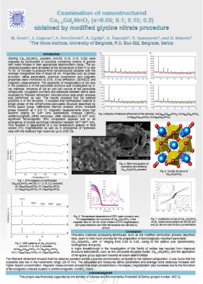 Examination of nanostructured Ca1-xGdxMnO3(x=0.05; 0.1; 0.15; 0.2)obtained by modified glycine nitrate procedure